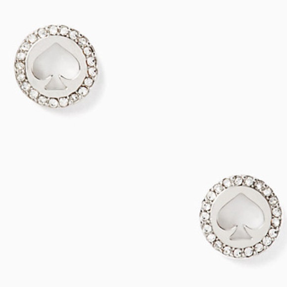 Kate Spade spot the spade pave halo spade studs in silver